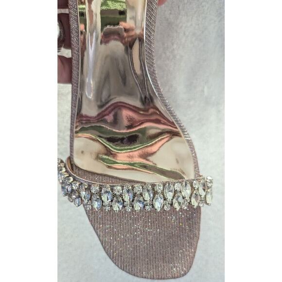 BADGLEY MISCHKA Womens Gold Crystal Straps Harriet Sandals Shoes 8.5 M - Picture 5 of 10